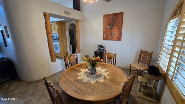 view of tiled dining area