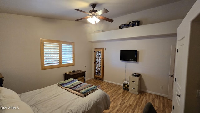 2926 W Tanya Trl, Phoenix, AZ 85086 - bedroom with wood finished floors, baseboards, and ceiling fan