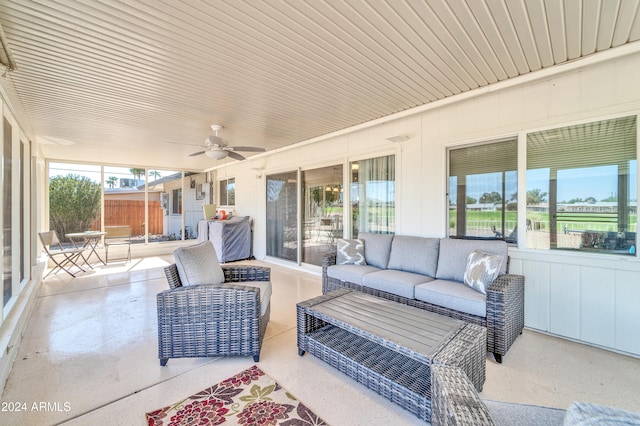 view of patio / terrace with outdoor lounge area and ceiling fan