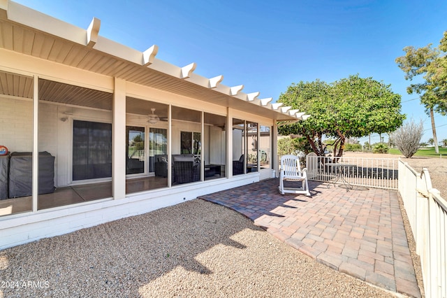 view of patio with ceiling fan