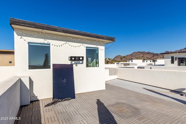 view of patio featuring a mountain view