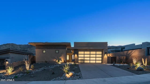 contemporary home with a garage