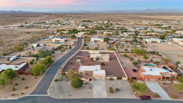 view of aerial view at dusk