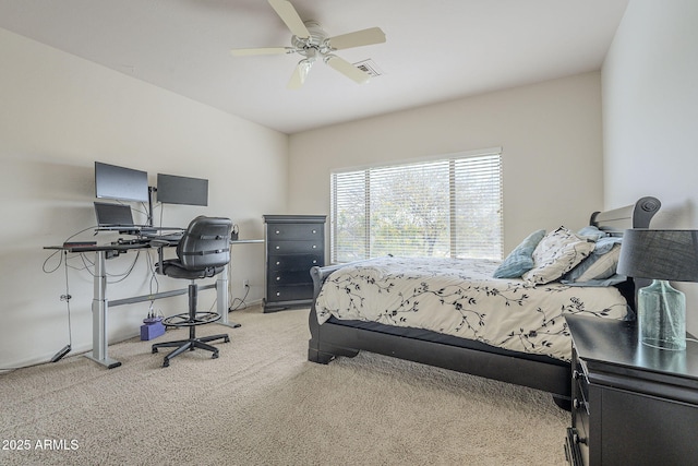 4864 E Eden Dr, Cave Creek, AZ 85331 - bedroom featuring a ceiling fan, light colored carpet, and visible vents