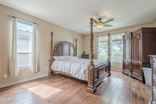 4864 E Eden Dr, Cave Creek, AZ 85331 - bedroom featuring a ceiling fan, baseboards, and light wood finished floors