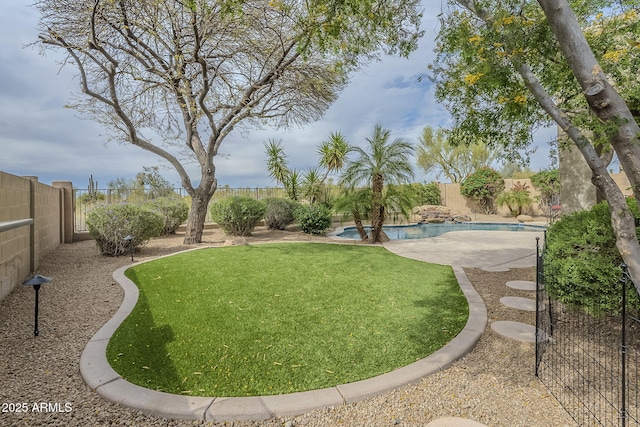 4864 E Eden Dr, Cave Creek, AZ 85331 - view of yard featuring a fenced backyard, a patio, and a fenced in pool