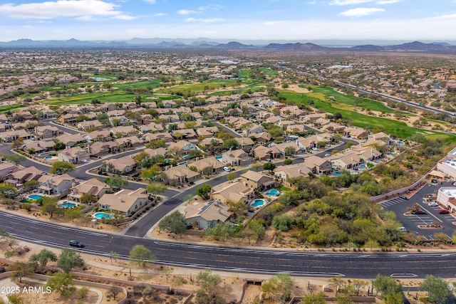 aerial view with a residential view and a mountain view