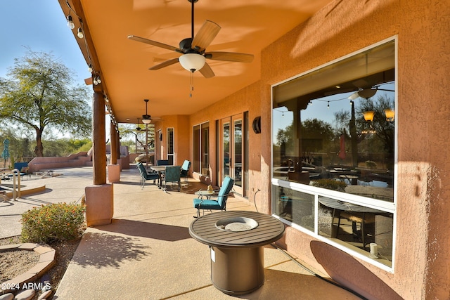 view of patio / terrace featuring ceiling fan