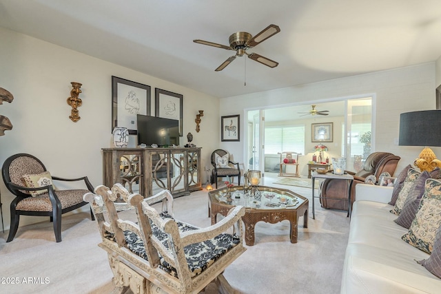 living room with ceiling fan