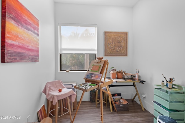 office with wood-type flooring