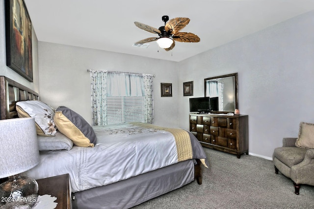 bedroom with carpet flooring and ceiling fan