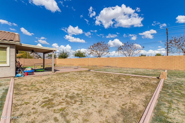 view of yard with ceiling fan