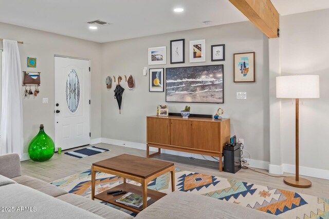 1702 W Glenrosa Ave, Phoenix, AZ 85015 - living room with baseboards, wood finished floors, and recessed lighting