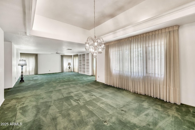 7037 N 11th Dr, Phoenix, AZ 85021 - carpeted empty room featuring a chandelier, ceiling fan, and plenty of natural light