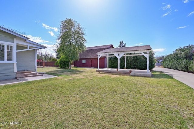 view of yard with a gazebo and fence