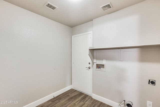 laundry area with laundry area, hookup for a washing machine, hookup for a gas dryer, and visible vents