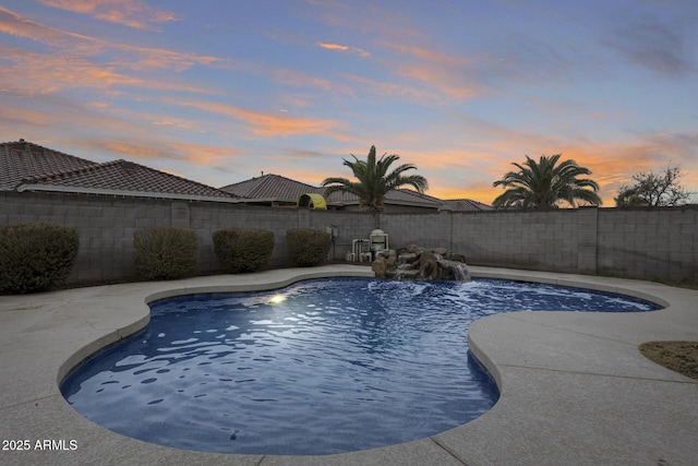 view of pool featuring a fenced in pool and a fenced backyard