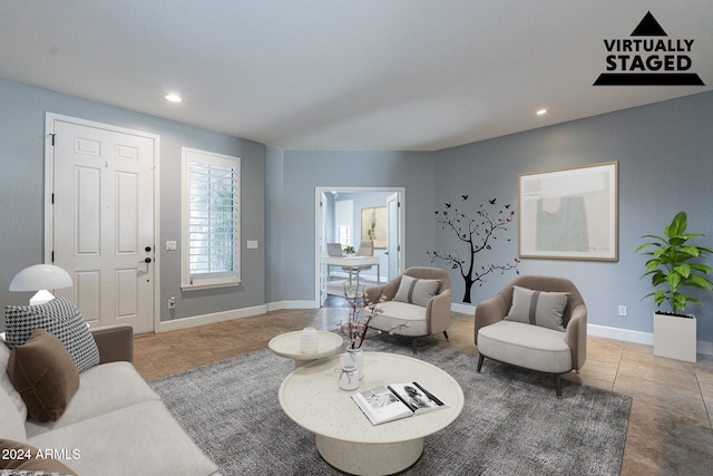 view of tiled living room