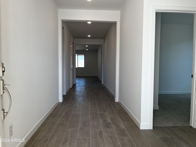 hall featuring dark hardwood / wood-style floors