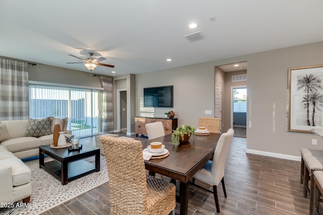 10619 W Bloch Rd, Tolleson, AZ 85353 - living area featuring dark wood-style floors, a ceiling fan, and recessed lighting
