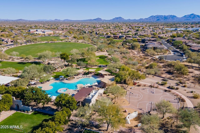 bird's eye view featuring a mountain view