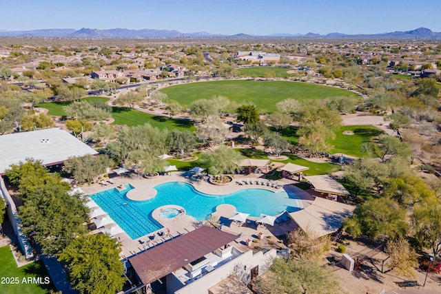 aerial view featuring a mountain view