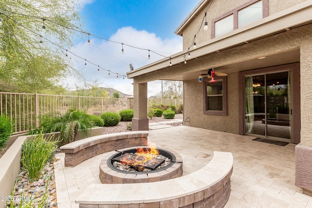 22905 N 19th Way, Phoenix, AZ 85024 - view of patio / terrace featuring an outdoor fire pit and a fenced backyard