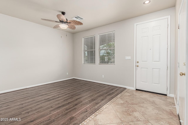 22905 N 19th Way, Phoenix, AZ 85024 - foyer entrance with recessed lighting, ceiling fan, baseboards, and wood finished floors