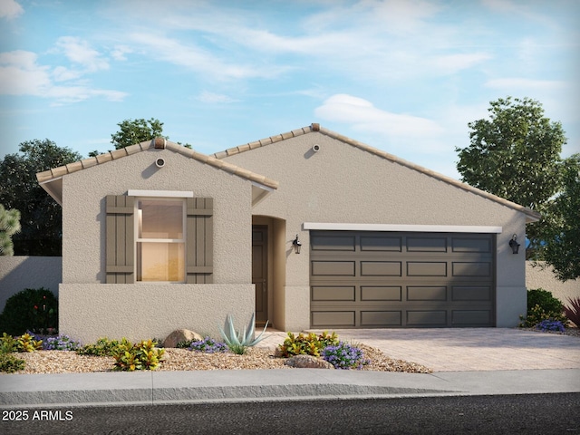 view of front of home with a garage