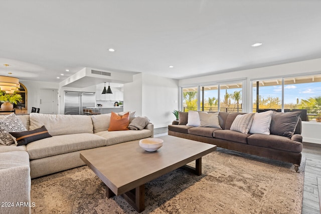 living room with hardwood / wood-style floors