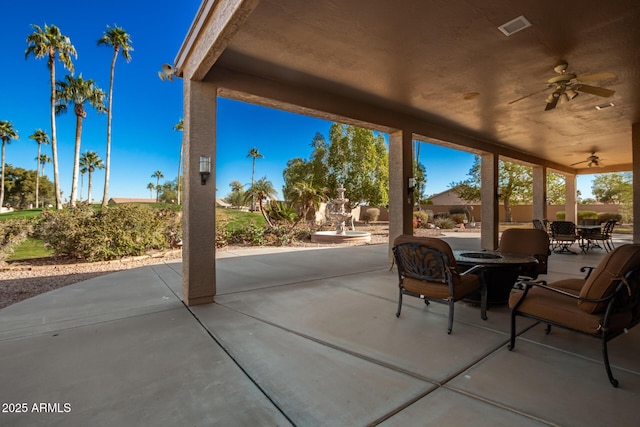 view of patio with ceiling fan