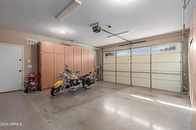 garage with a garage door opener