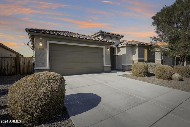 view of front facade with a garage