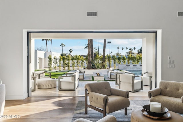 living room featuring light hardwood / wood-style flooring