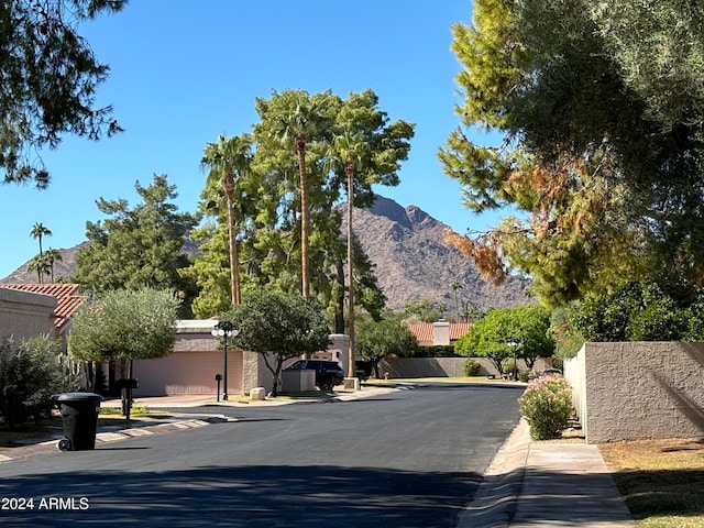 view of road with a mountain view