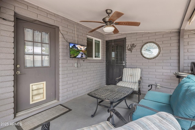 view of patio / terrace featuring ceiling fan and outdoor lounge area