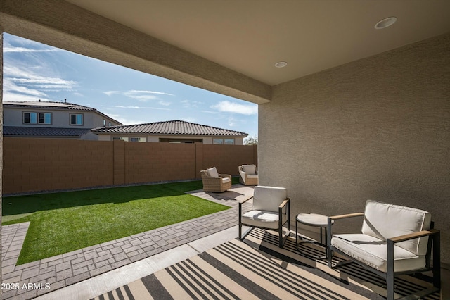 view of patio featuring an outdoor hangout area