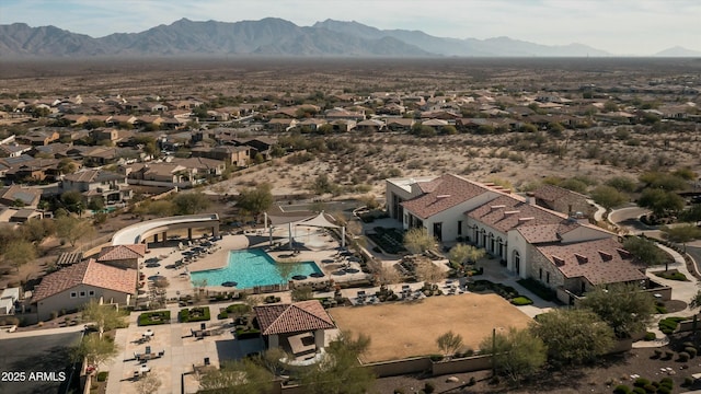 drone / aerial view with a mountain view