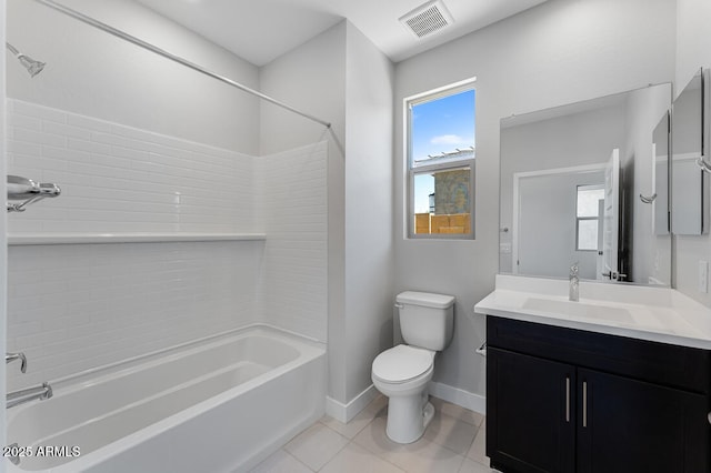 1301 W Via De Olivos, Queen Creek, AZ 85140 - full bathroom featuring toilet, vanity, shower / washtub combination, tile patterned flooring, and healthy amount of natural light