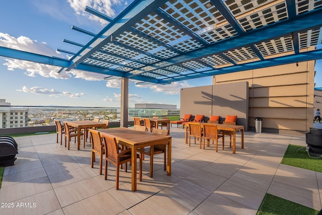 view of patio featuring a pergola