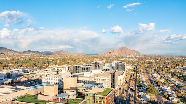 bird's eye view with a mountain view