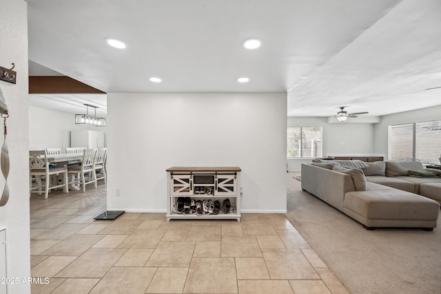 4136 W Hearn Rd, Phoenix, AZ 85053 - tiled living area featuring ceiling fan, recessed lighting, and baseboards