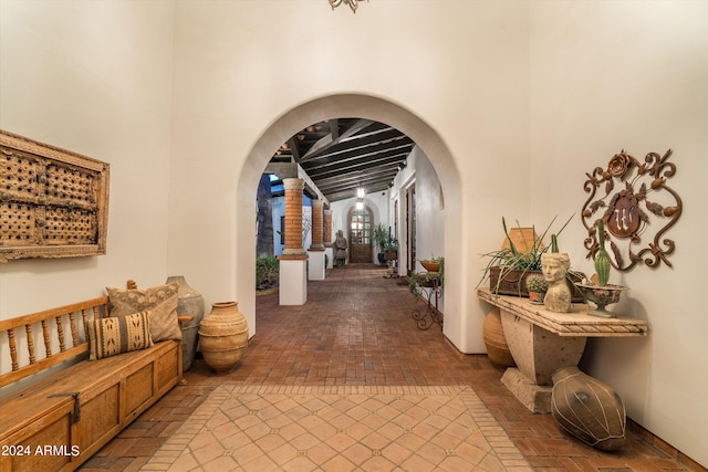 corridor with beam ceiling