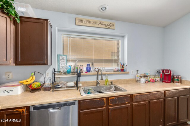 kitchen with stainless steel dishwasher and sink