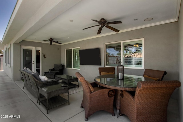 1311 W Ellis St, Mesa, AZ 85201 - view of patio / terrace featuring a ceiling fan, outdoor dining area, and french doors