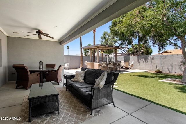 1311 W Ellis St, Mesa, AZ 85201 - view of patio with a ceiling fan, outdoor dining area, and an outdoor hangout area