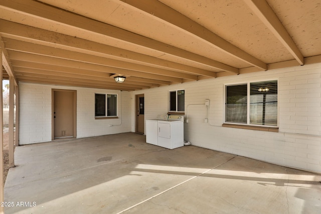 view of patio / terrace with washer and dryer