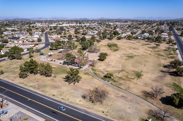 drone / aerial view with a mountain view