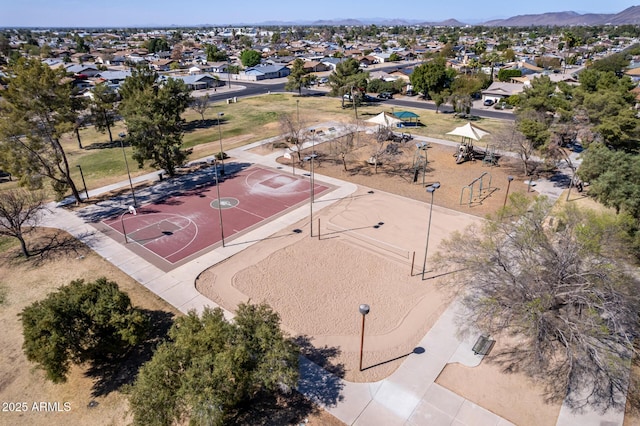 aerial view with a residential view and a mountain view