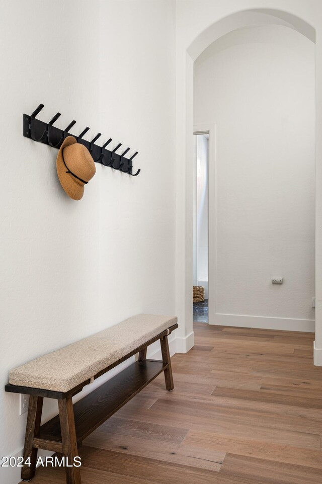 mudroom with light wood-type flooring